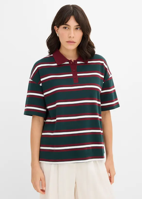 Poloshirt aus reiner Bio-Baumwolle in grün von vorne (im Anschnitt) - bonprix Poloshirt aus reiner Bio-Baumwolle in grün von vorne (im Anschnitt) - bonprix
