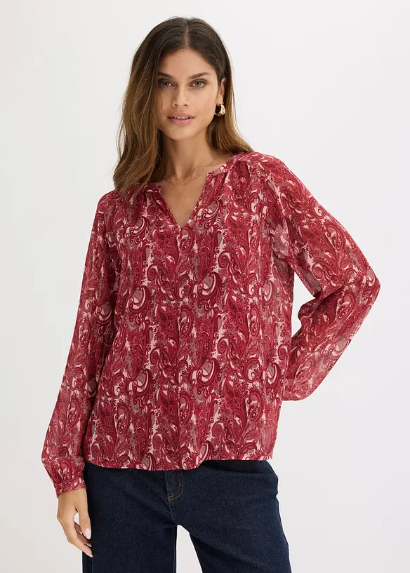 Chiffonbluse in rot von vorne (im Anschnitt) - bonprix Chiffonbluse in rot von vorne (im Anschnitt) - bonprix