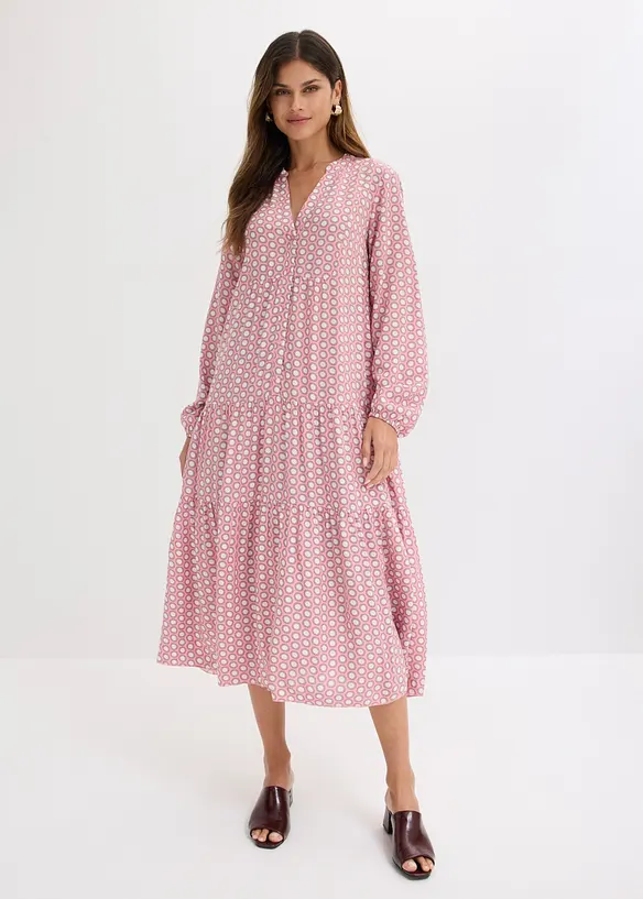Tunika-Kleid aus fließender Viskose in lila von vorne (Totalaufnahme) - bonprix