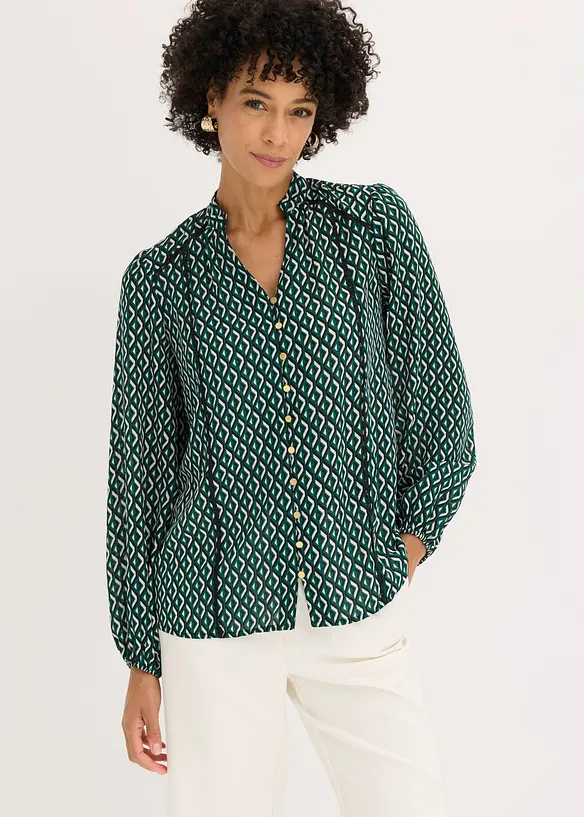 Chiffonbluse in grün von vorne (im Anschnitt) - bonprix Chiffonbluse in grün von vorne (im Anschnitt) - bonprix