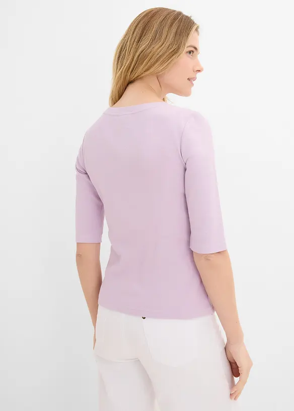 Rippshirt aus Bio-Baumwoll-Mix in lila von hinten (im Anschnitt) - bonprix Rippshirt aus Bio-Baumwoll-Mix in lila von hinten (im Anschnitt) - bonprix