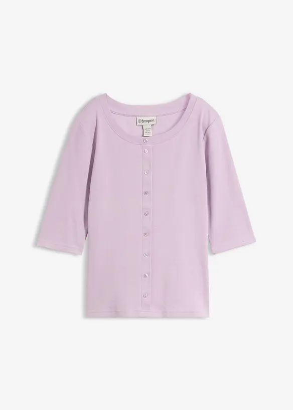 Rippshirt aus Bio-Baumwoll-Mix in lila von vorne - bonprix Rippshirt aus Bio-Baumwoll-Mix in lila von vorne - bonprix