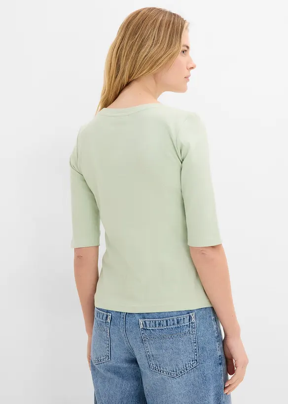 Rippshirt aus Bio-Baumwoll-Mix in grün von hinten (im Anschnitt) - bonprix Rippshirt aus Bio-Baumwoll-Mix in grün von hinten (im Anschnitt) - bonprix