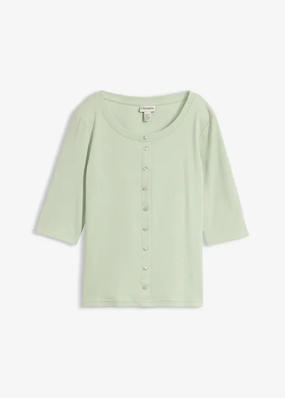Rippshirt aus Bio-Baumwoll-Mix in grün von vorne - bonprix Rippshirt aus Bio-Baumwoll-Mix in grün von vorne - bonprix