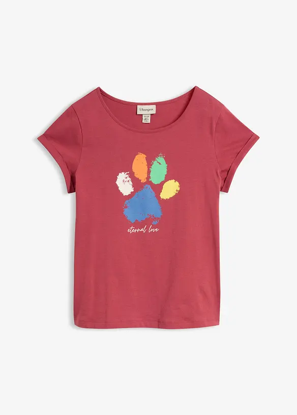 T-Shirt aus reiner Baumwolle in rot von vorne - bonprix