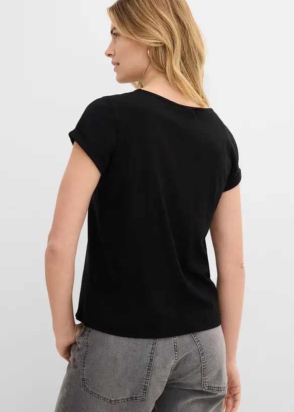 T-Shirt aus reiner Baumwolle in schwarz von hinten (im Anschnitt) - bonprix T-Shirt aus reiner Baumwolle in schwarz von hinten (im Anschnitt) - bonprix
