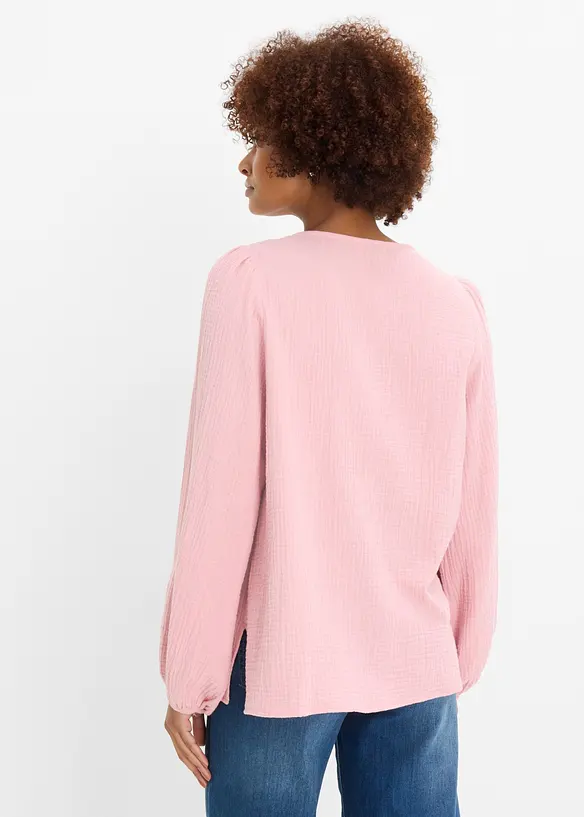 Musselin-Oversize-Bluse aus reiner Baumwolle in rosa von hinten (im Anschnitt) - bonprix Musselin-Oversize-Bluse aus reiner Baumwolle in rosa von hinten (im Anschnitt) - bonprix