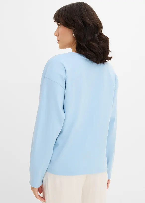 Langarmshirt aus reiner Bio-Baumwolle in blau von hinten (im Anschnitt) - bonprix