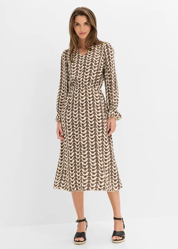 Midikleid aus fließender Viskose in rot von vorne (Totalaufnahme) - bonprix