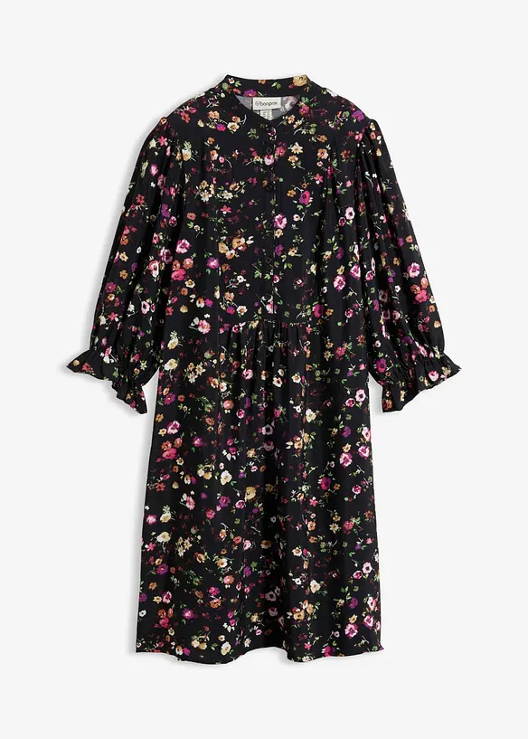 ausgestelltes Tunika-Kleid in schwarz von vorne - bonprix