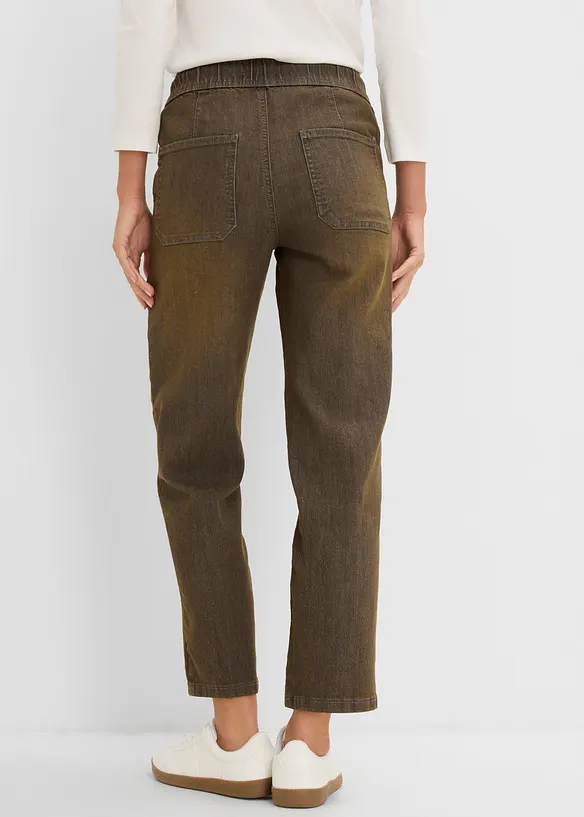 Straight-Jeans High Waist cropped in grau von hinten - bonprix