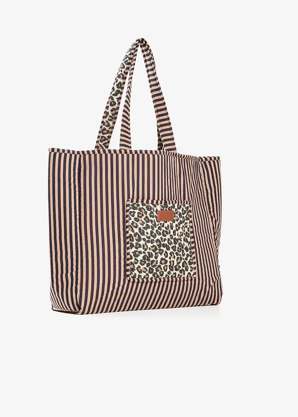 Wendeshopper aus Baumwolle mit Leo Print in beige von hinten - bonprix