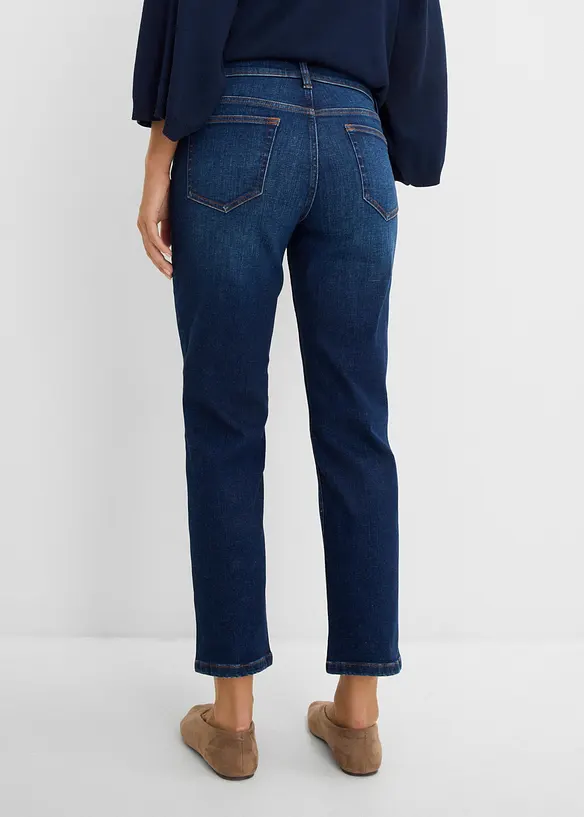 Mom-Jeans Mid Waist cropped in blau von hinten - bonprix