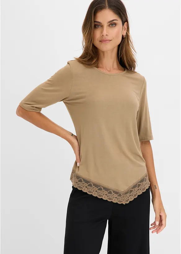 Shirt aus softer Viskose in braun von vorne (im Anschnitt) - bonprix Shirt aus softer Viskose in braun von vorne (im Anschnitt) - bonprix