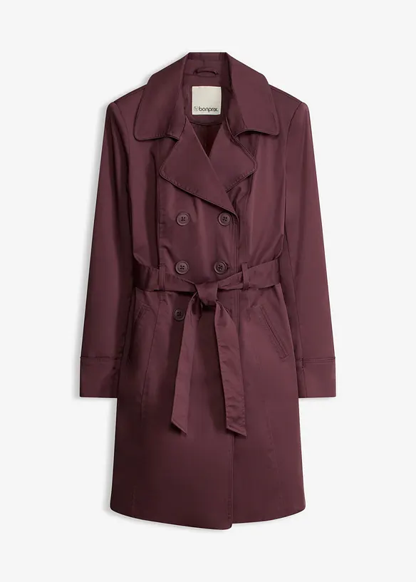 Doppelreihiger Trenchcoat in lila von vorne - bonprix