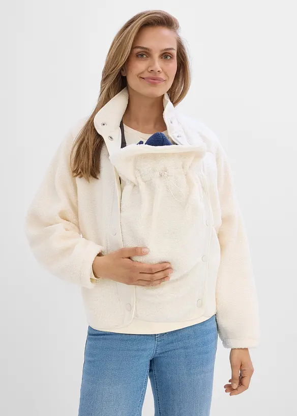 Umstands- und Tragejacke aus Teddyfleece in weiß von vorne (im Anschnitt) - bonprix Umstands- und Tragejacke aus Teddyfleece in weiß von vorne (im Anschnitt) - bonprix