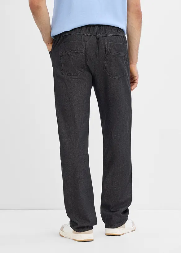 Leichte Loose-Fit Schlupfhose, Straight in schwarz von hinten - bonprix