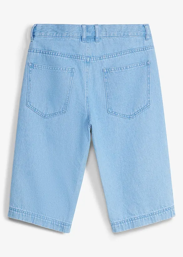 Jeans-Longbermuda mit verstellbarem Bund, Loose Fit in blau von hinten - bonprix Jeans-Longbermuda mit verstellbarem Bund, Loose Fit in blau von hinten - bonprix