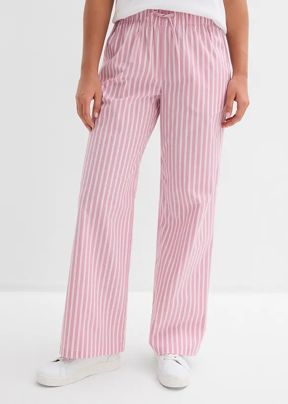 Palazzo-Hose aus Baumwoll-Mix in rosa von vorne - bonprix