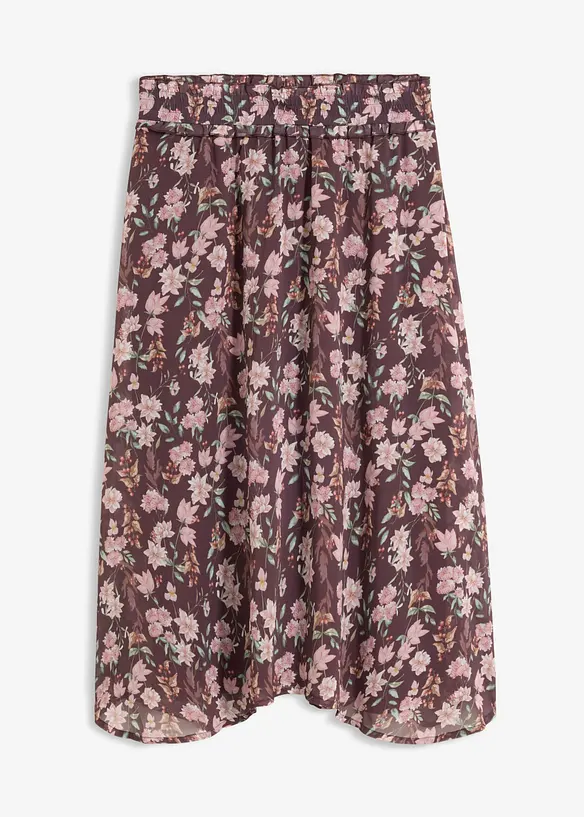 Chiffon-Midirock in lila von vorne - bonprix