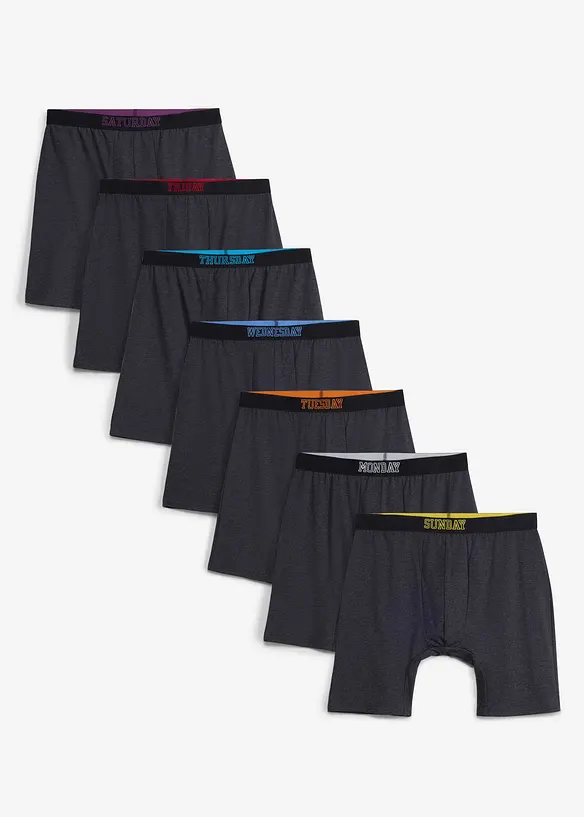 Lange Boxershorts eng mit Baumwolle (7er Pack) in grau - bonprix