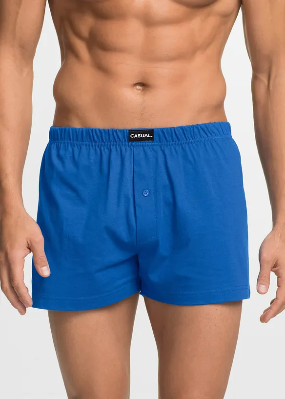 Lockere Jersey Boxershorts aus Baumwolle (3er Pack) in blau von vorne - bonprix