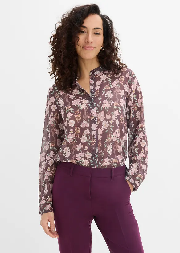 Chiffonbluse in lila von vorne (im Anschnitt) - bonprix Chiffonbluse in lila von vorne (im Anschnitt) - bonprix