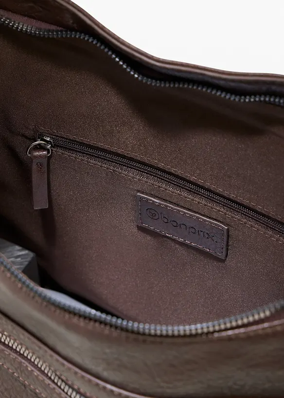 Shopper mit Außentasche in braun geöffnet - bonprix