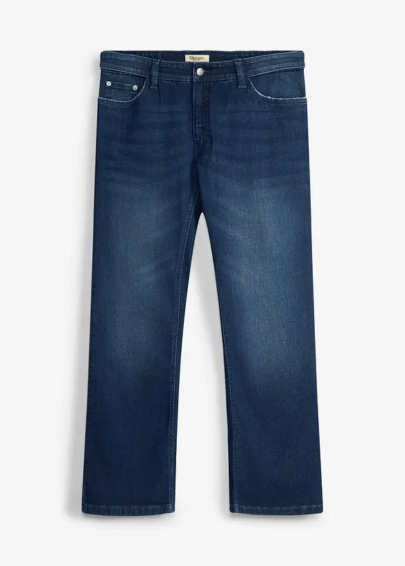 Regular-Fit-Jeans mit Dehnbund, Bootcut in blau von vorne - bonprix Regular-Fit-Jeans mit Dehnbund, Bootcut in blau von vorne - bonprix