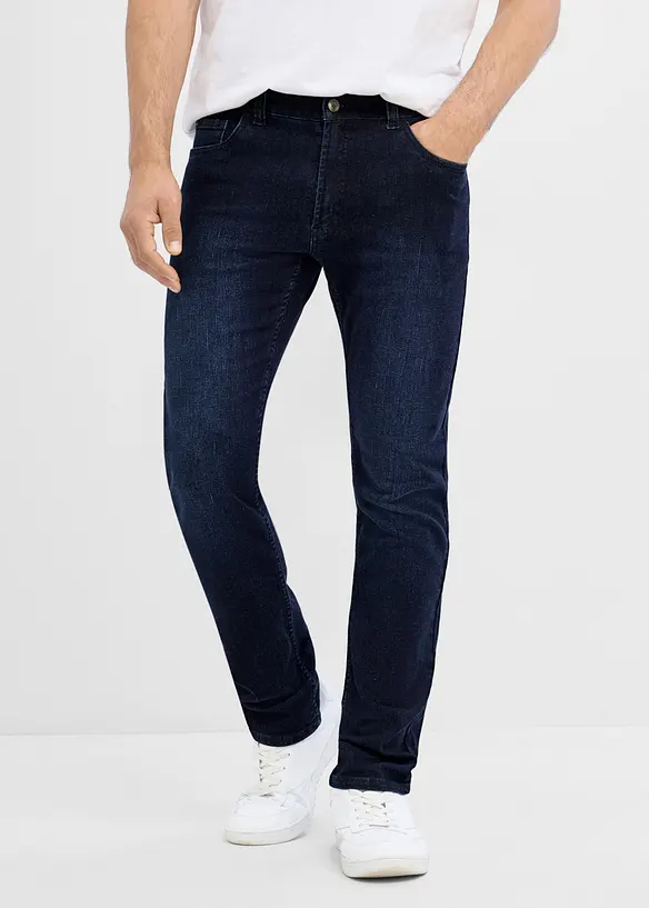 Slim-Fit-Jeans mit Dehnbund, Straight in blau von vorne - bonprix