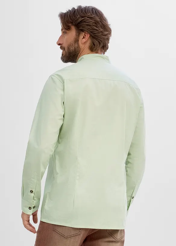 Trachtenhemd aus Baumwoll-Popeline in Regular Fit in grün von hinten (im Anschnitt) - bonprix