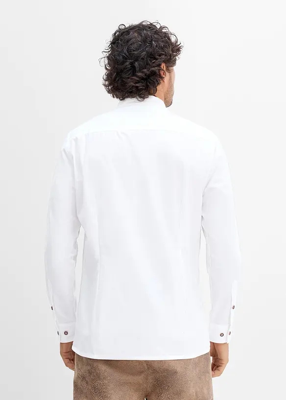 Trachtenhemd aus Baumwoll-Popeline in Regular Fit in weiß von hinten (im Anschnitt) - bonprix