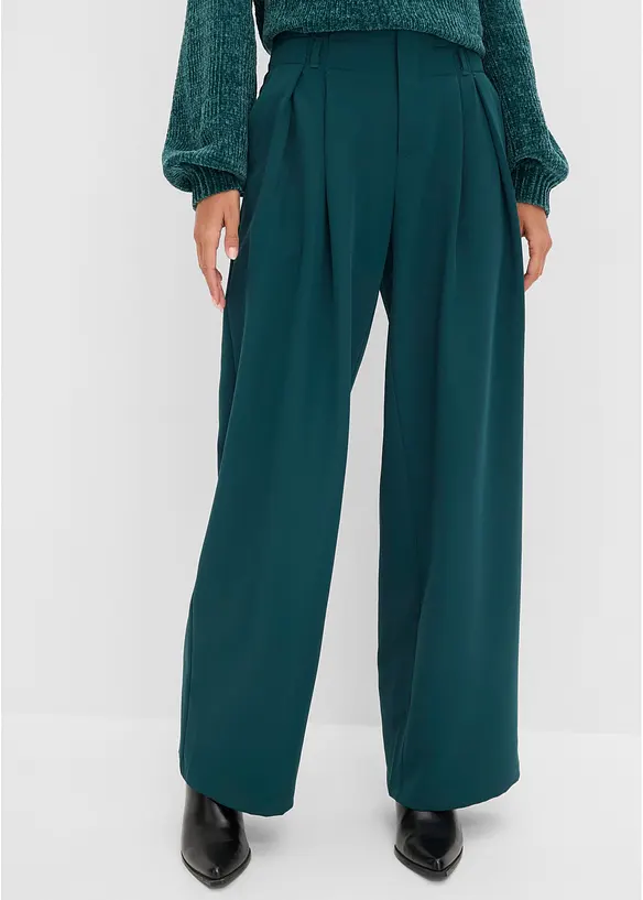 Bundfaltenhose mit Bequembund in grün von vorne - bonprix Bundfaltenhose mit Bequembund in grün von vorne - bonprix