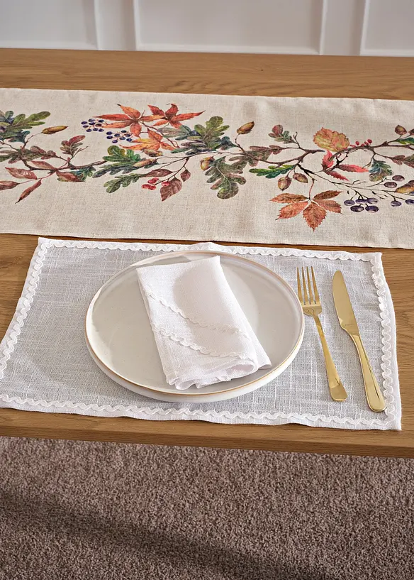 Tischläufer mit Leinenanteil in beige (Ambiente) - bonprix