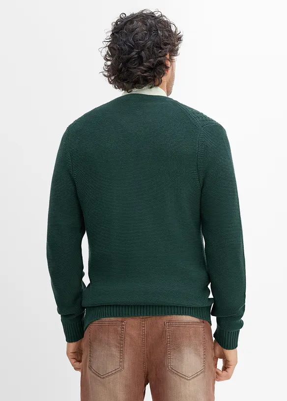 Trachten-Strickjacke in Regular Fit in grün von hinten (im Anschnitt) - bonprix