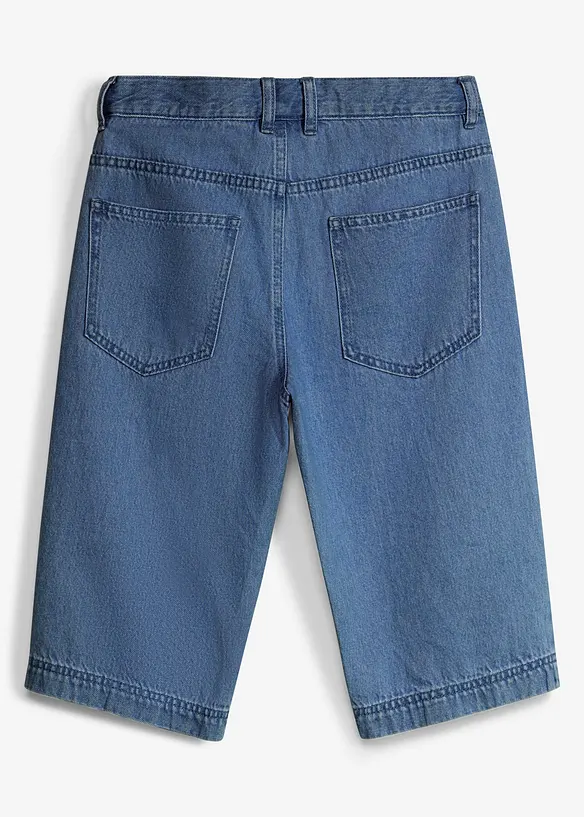 Jeans-Longbermuda mit verstellbarem Bund, Loose Fit in blau von hinten - bonprix Jeans-Longbermuda mit verstellbarem Bund, Loose Fit in blau von hinten - bonprix