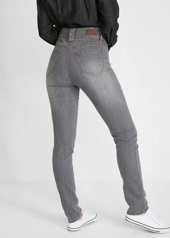 Slim-Fit-Jeans High Waist, Komfort-Stretch in grau von hinten - bonprix