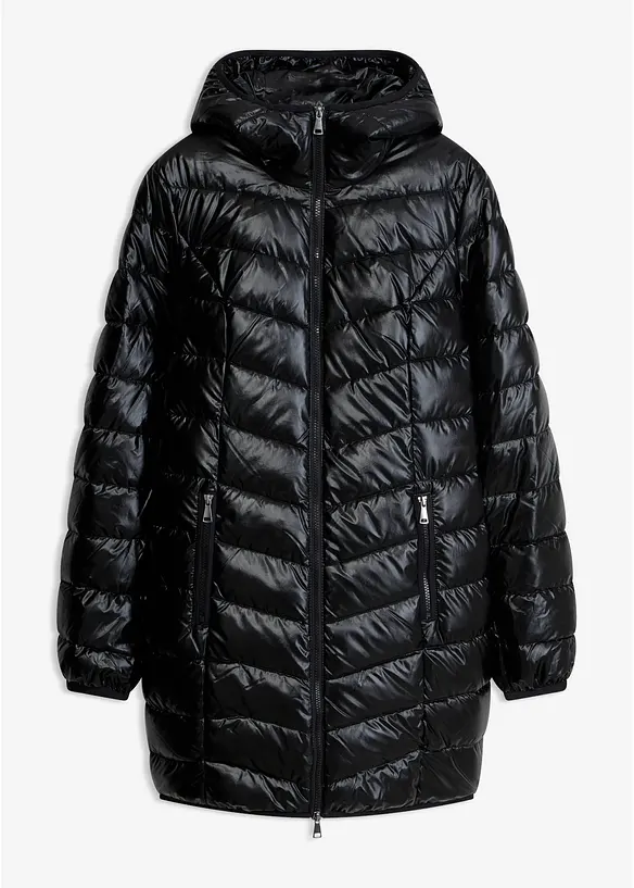 Steppjacke in Metallic-Optik in schwarz von vorne - bonprix