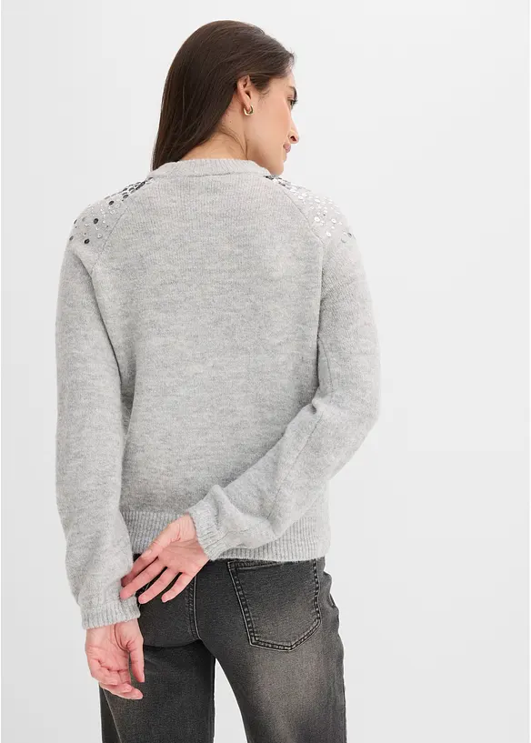 Pullover mit bunten Pailletten in grau von hinten (im Anschnitt) - bonprix Pullover mit bunten Pailletten in grau von hinten (im Anschnitt) - bonprix