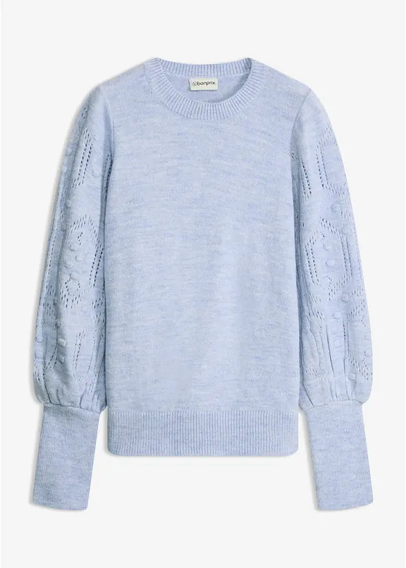 Pullover mit Ajourmuster in blau von vorne - bonprix Pullover mit Ajourmuster in blau von vorne - bonprix