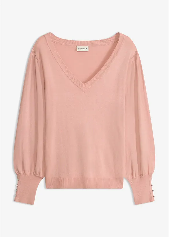 Feinstrickpullover aus Viskose-Mix in rosa von vorne - bonprix Feinstrickpullover aus Viskose-Mix in rosa von vorne - bonprix
