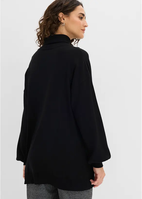Rollkragenpullover aus Viskose-Mix in schwarz von hinten (im Anschnitt) - bonprix Rollkragenpullover aus Viskose-Mix in schwarz von hinten (im Anschnitt) - bonprix