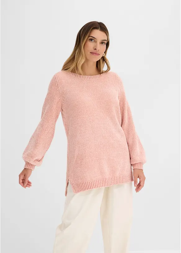 Chenille-Longpullover in rosa von vorne (im Anschnitt) - bonprix Chenille-Longpullover in rosa von vorne (im Anschnitt) - bonprix