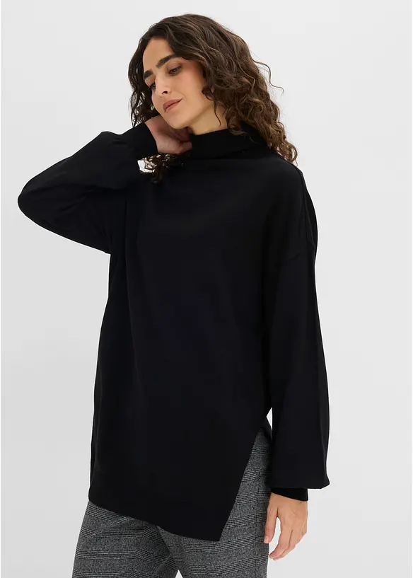 Rollkragenpullover aus Viskose-Mix in schwarz von vorne (im Anschnitt) - bonprix Rollkragenpullover aus Viskose-Mix in schwarz von vorne (im Anschnitt) - bonprix