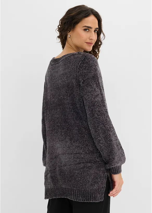 Chenille-Longpullover in grau von hinten (im Anschnitt) - bonprix Chenille-Longpullover in grau von hinten (im Anschnitt) - bonprix