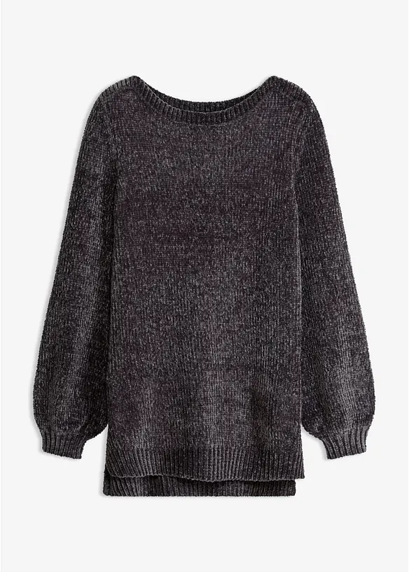 Chenille-Longpullover in grau von vorne - bonprix Chenille-Longpullover in grau von vorne - bonprix