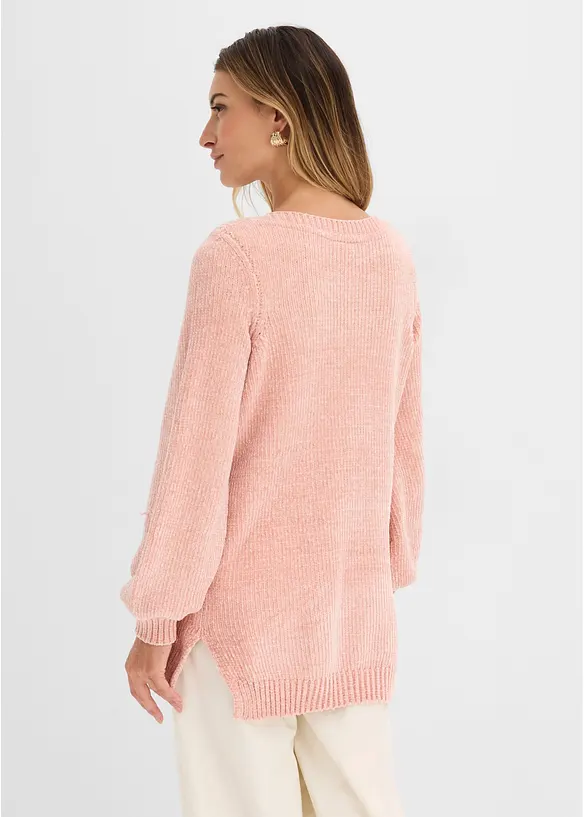 Chenille-Longpullover in rosa von hinten (im Anschnitt) - bonprix Chenille-Longpullover in rosa von hinten (im Anschnitt) - bonprix