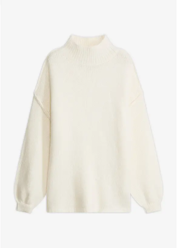Grobstrick-Pullover in weiß von vorne - bonprix