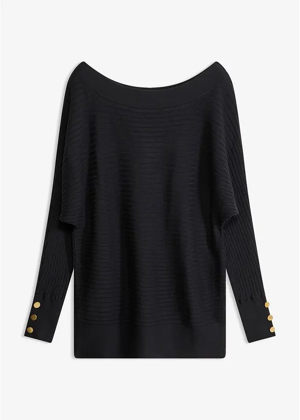 Feinstrickpullover aus Viskose-Mix in schwarz von vorne - bonprix Feinstrickpullover aus Viskose-Mix in schwarz von vorne - bonprix