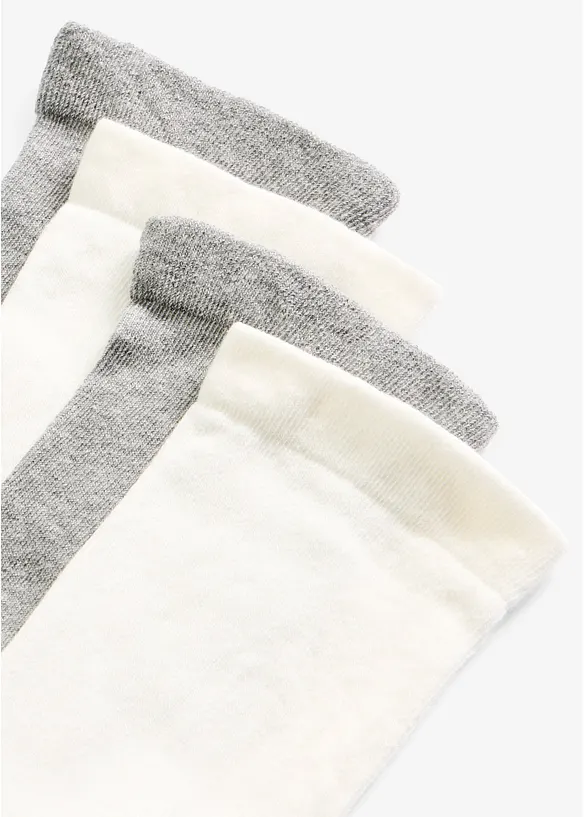 Socken mit druckfreiem Bund (4er Pack) in weiß - bonprix Socken mit druckfreiem Bund (4er Pack) in weiß - bonprix